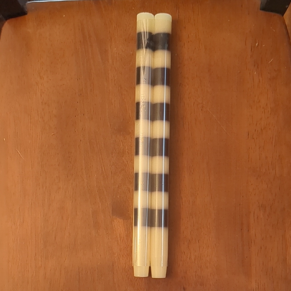 Striped Black and Cream Candles